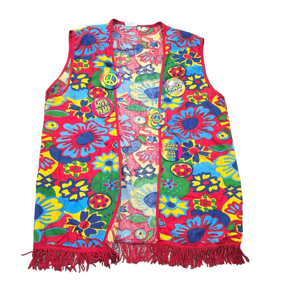 Forum Novelties Colorful Flower Print Generation Hippie Vest Costume Retro Top